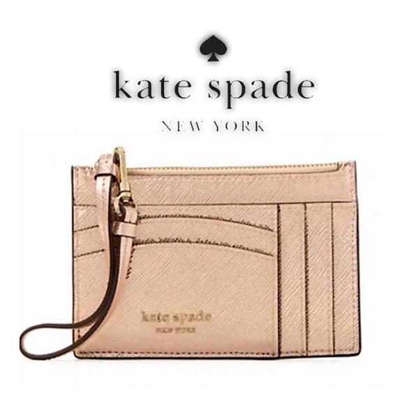 BNWT Kate spade small clutch metallic rose gold coin purse - Picture 2 of 4